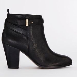 Ann Taylor Darla Black Leather Ankle Bootie